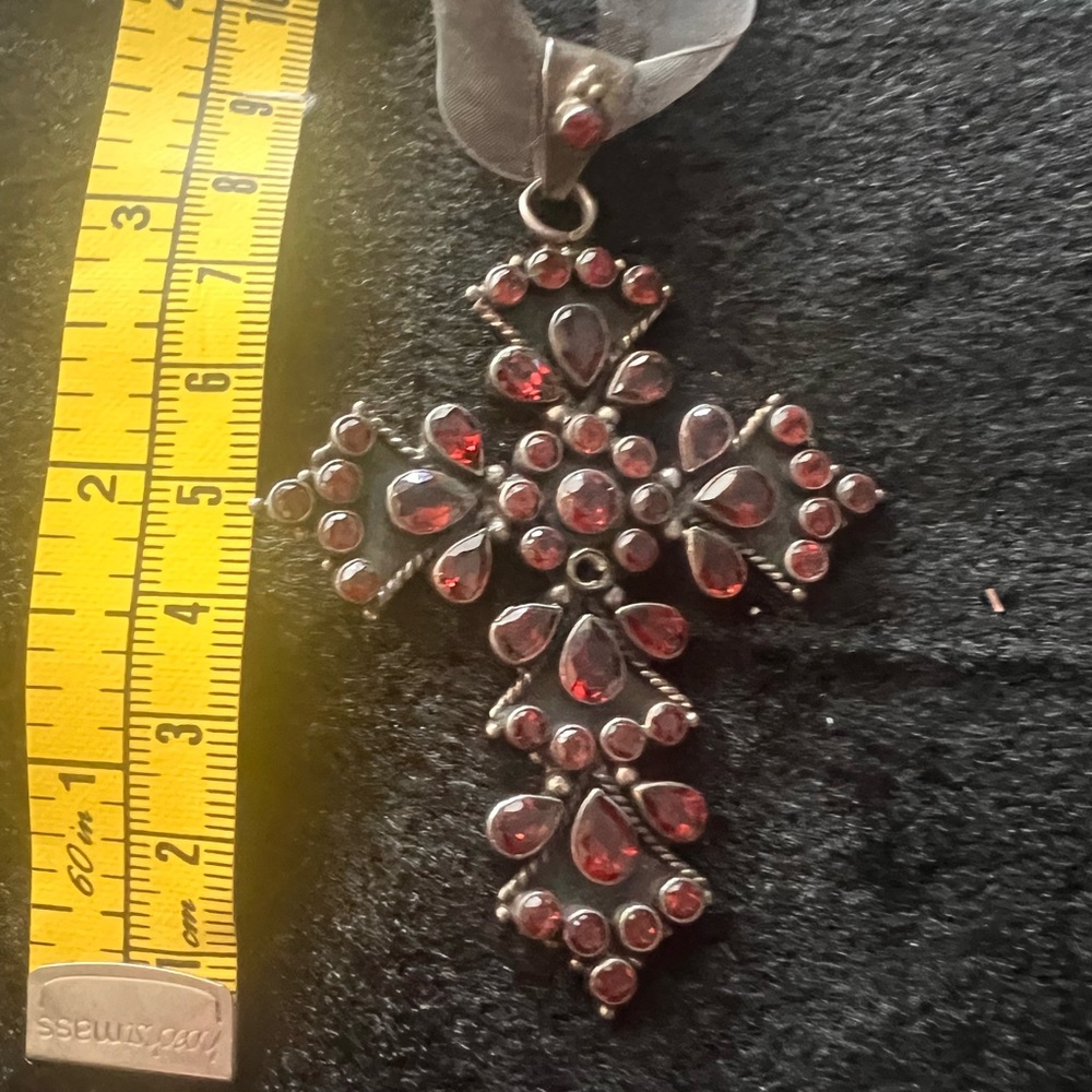 Garnet Sterling Silver Cross